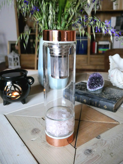 Gourde infuseur Quartz Rose – Amour & bien-être