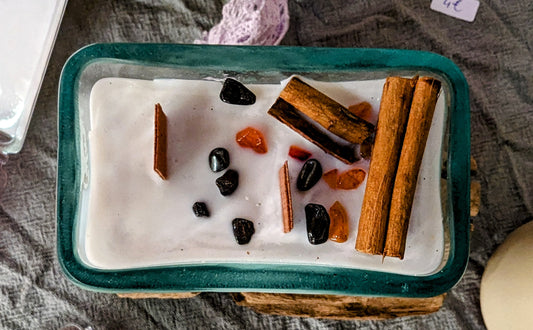 Bougie Près de l'âtre en verre soufflé et bois