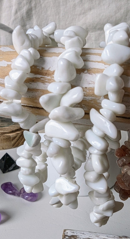 Bracelet Jade Blanc baroque - Protection & sagesse