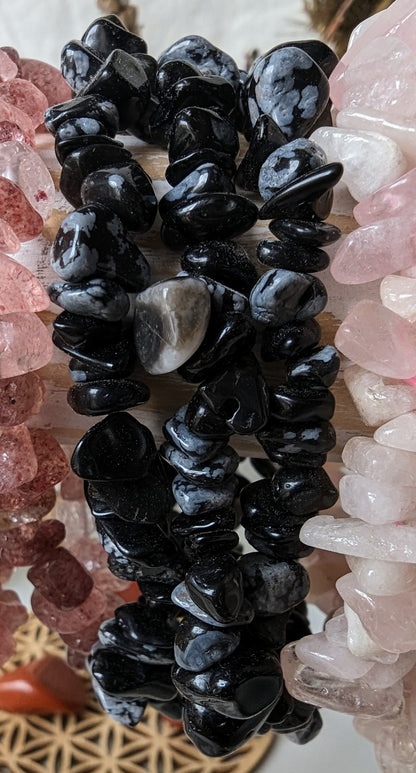 Bracelet Obsidienne Flocon de Neige baroque – Lâcher prise & motivation