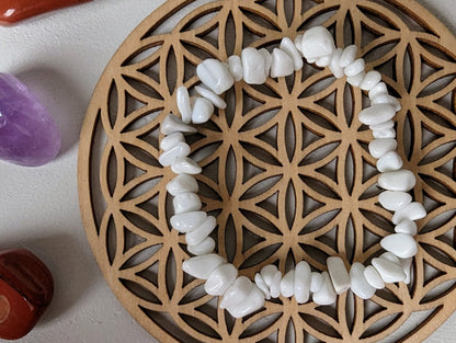 Bracelet Jade Blanc baroque - Protection & sagesse