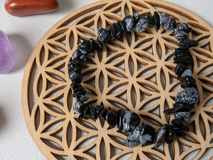 Bracelet Obsidienne Flocon de Neige baroque – Lâcher prise & motivation
