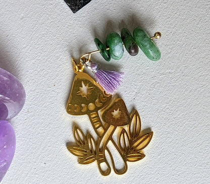 Collier Champignons en Rubis Zoisite – Talisman ésotérique et protection magique