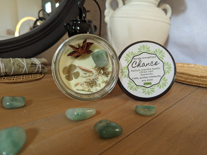 Bougie Vertu Chance – Artisanale avec pierre naturelle