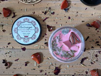 Bougie Vertu Ancrage – Artisanale avec pierre naturelle