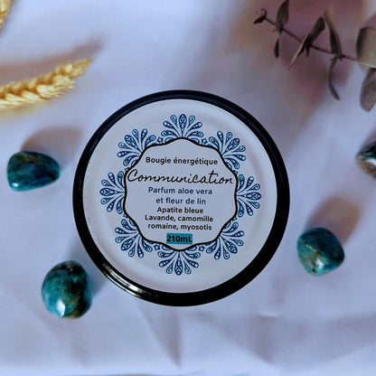 Bougie Vertu Communication – Artisanale avec pierre naturelle