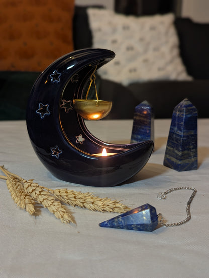 Brûle-parfum lune bleu nuit
