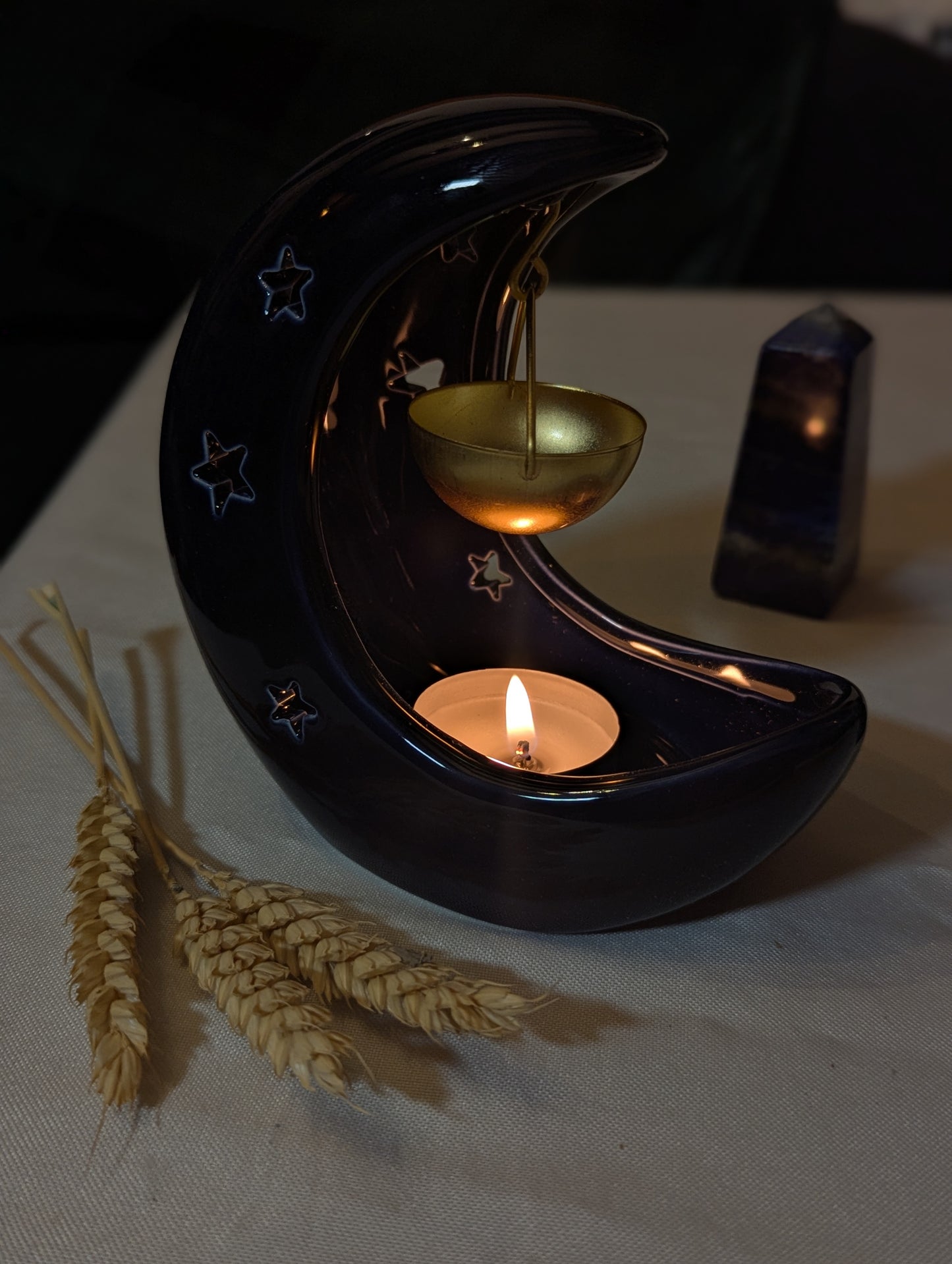 Brûle-parfum lune bleu nuit